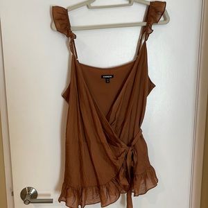 Express Brown Wrap Tank